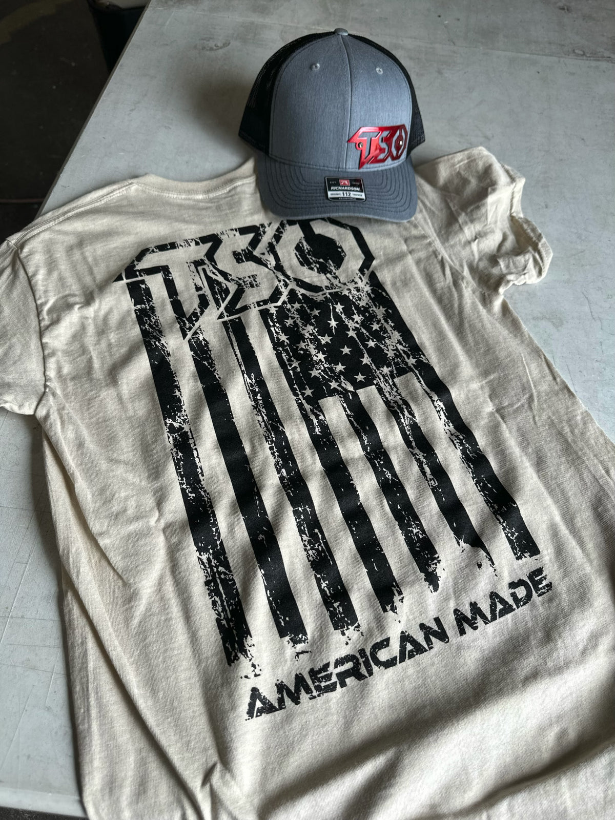 TSO Swag Pack with a Richardson 112 hat and Made In America T-Shirt