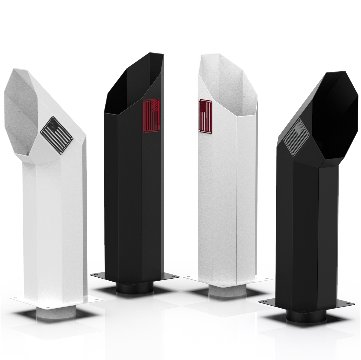 4 Octagon Exhaust Stacks in Black and White with American Flag Logo