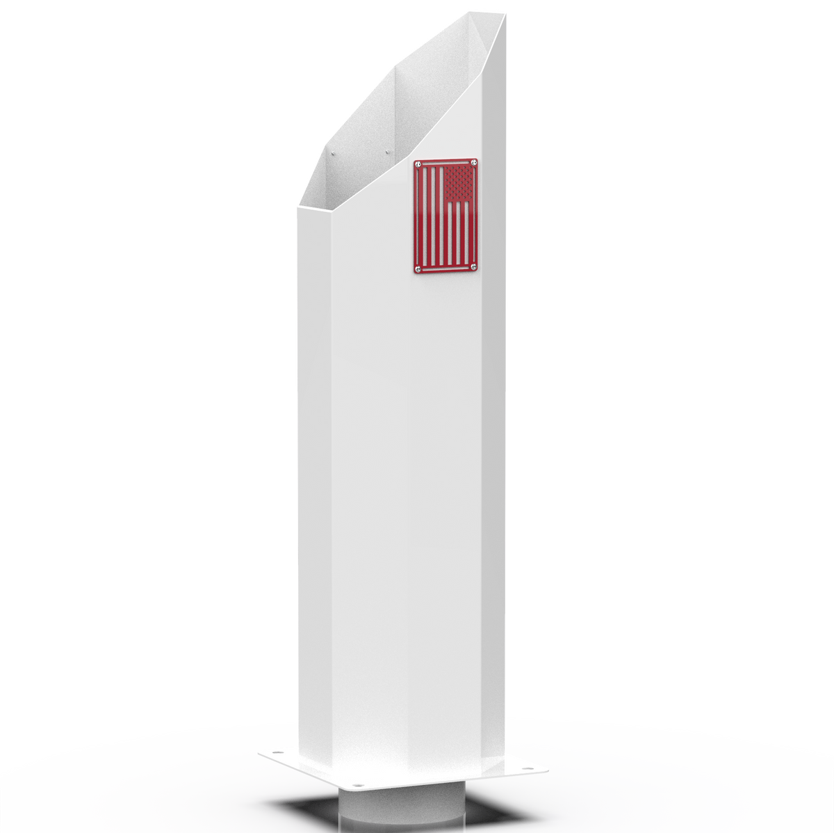 Custom Gloss White 4 Inch to 8 Inch Miter Octagon Exhaust Stack with Red American Flag Badge