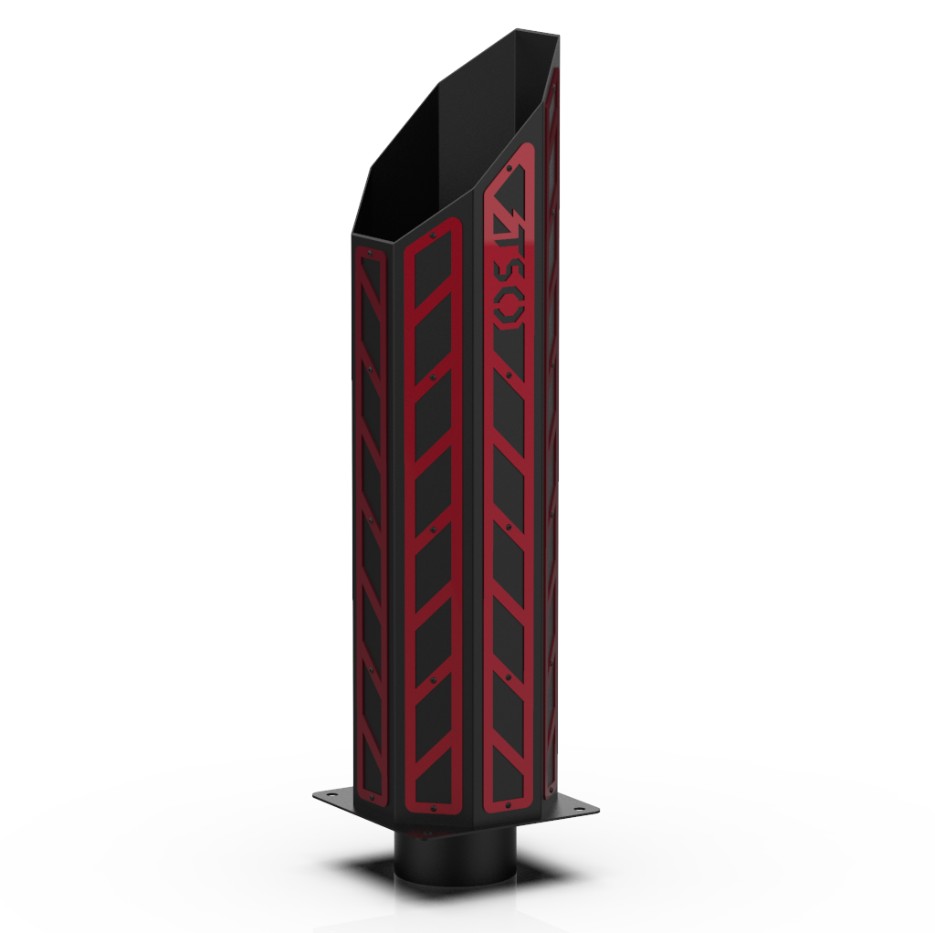 Custom Black 5 Inch to 8 Inch Octagon Mitre Exhaust Stack with Red RC Overlays