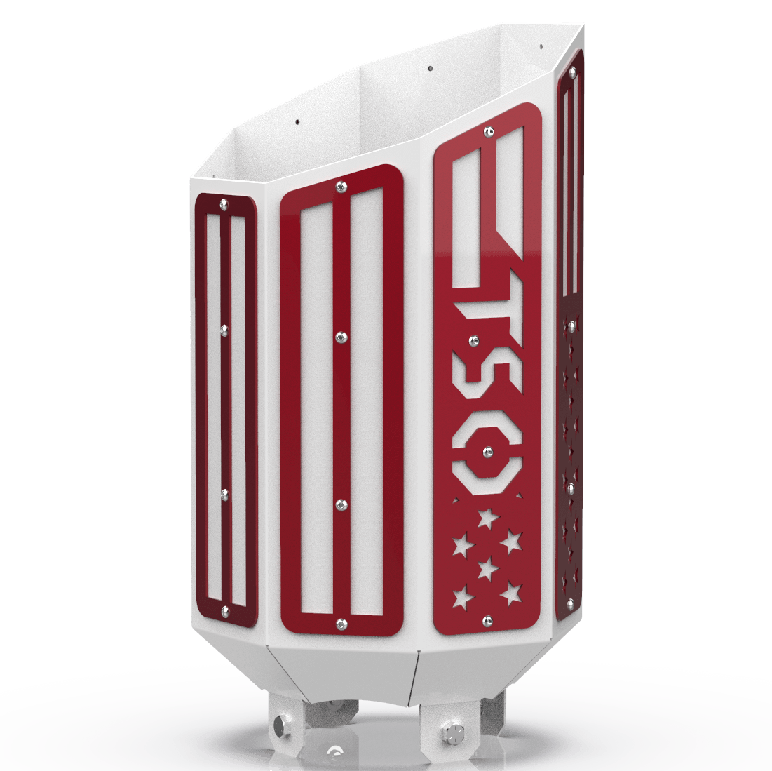 Custom Gloss White 4 Inch to 8 Inch Diesel Octagon Exhaust Tip with Red American Flag Overlays