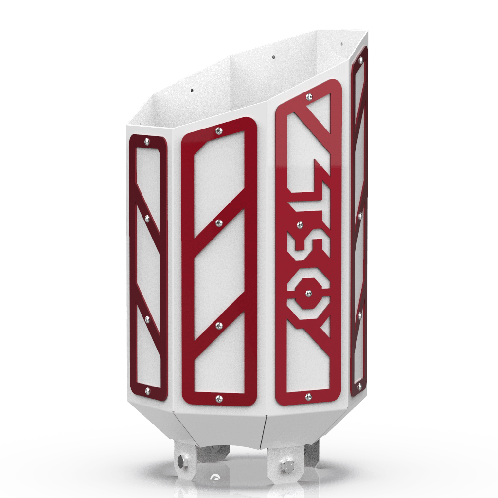 Custom Gloss White 5 Inch to 8 Inch Octagon Exhaust Tip with Red RC Overlays